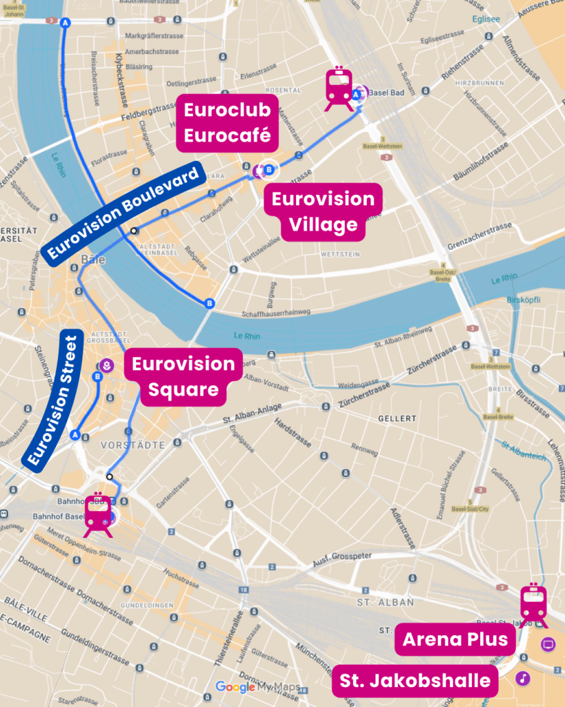 carte Eurovision 2025 à Bâle